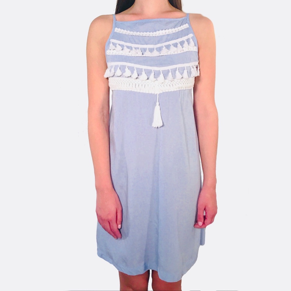 Dreamy Sky Blue Tassel Sun Dress - Picture 2 of 3